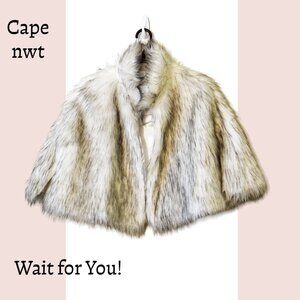NEW! Wait for you! Faux Fur Cropped Cape, Bridal Stole, one size NWT